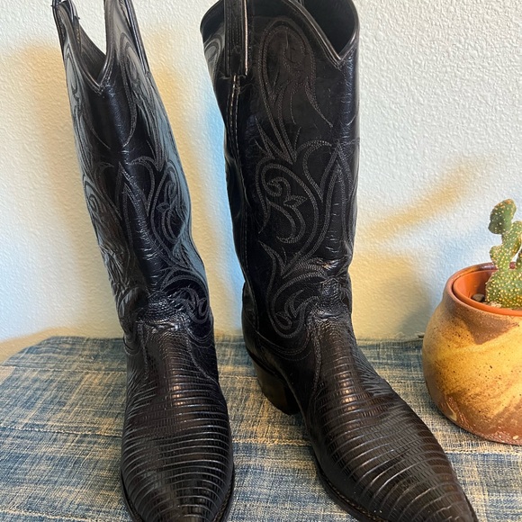 🖤Dan Post Black Western Boots — Women’s 8.5M, Lizard Embossed, Pointed Toe - Picture 5 of 7